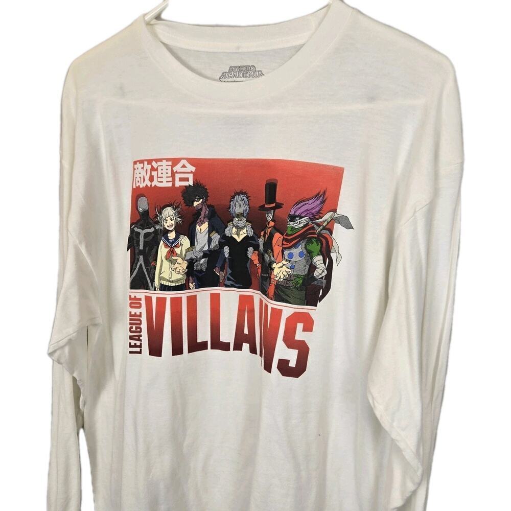 My Hero Academia League Of Villains Men Long Sleeve White Shirt Anime MEDIUM
